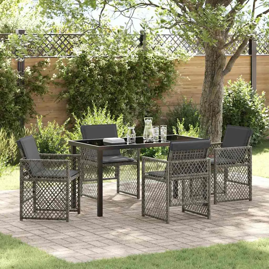 Ensemble de salle à manger pour jardin 5 pcs Gris polyrotin vidaXL 3380626