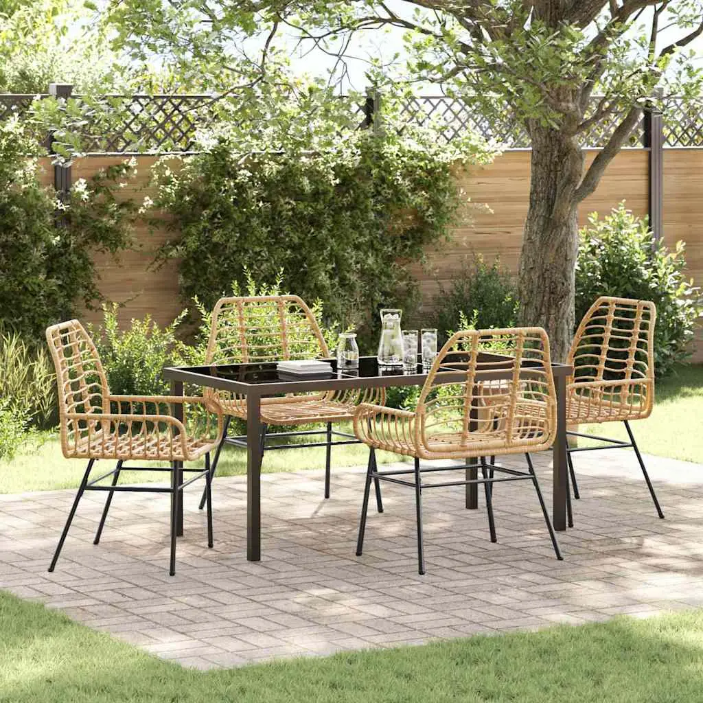Ensemble de salle à manger pour jardin 5 pcs Marron polyrotin vidaXL 3380851 Naturel