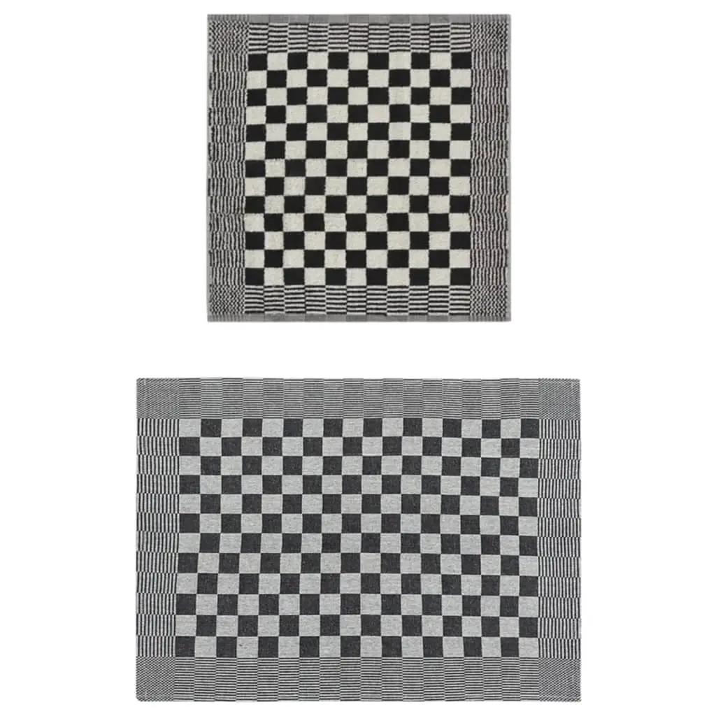 Ensemble de serviettes 10 pcs noir et blanc coton Maison Chic