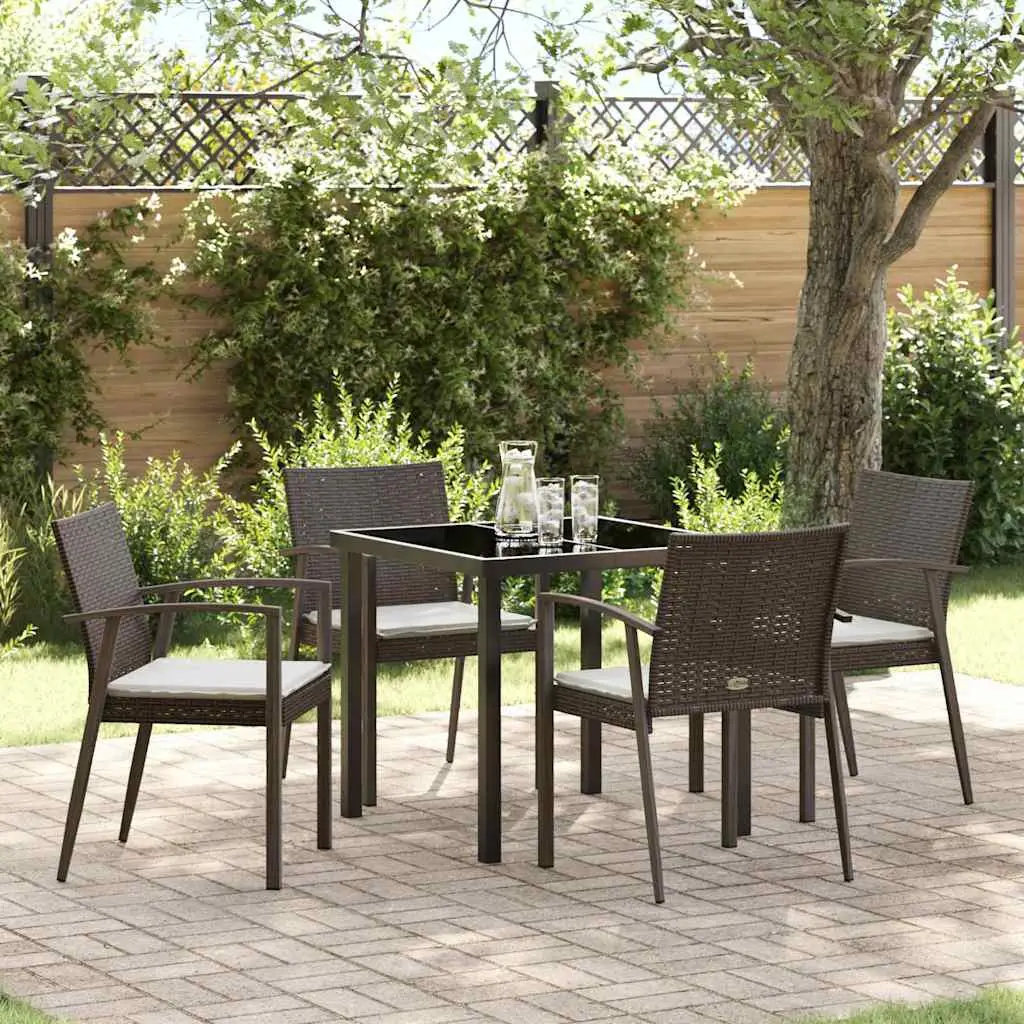 Ensemble de salle à manger pour jardin 5 pcs Marron et Noir vidaXL 3379059