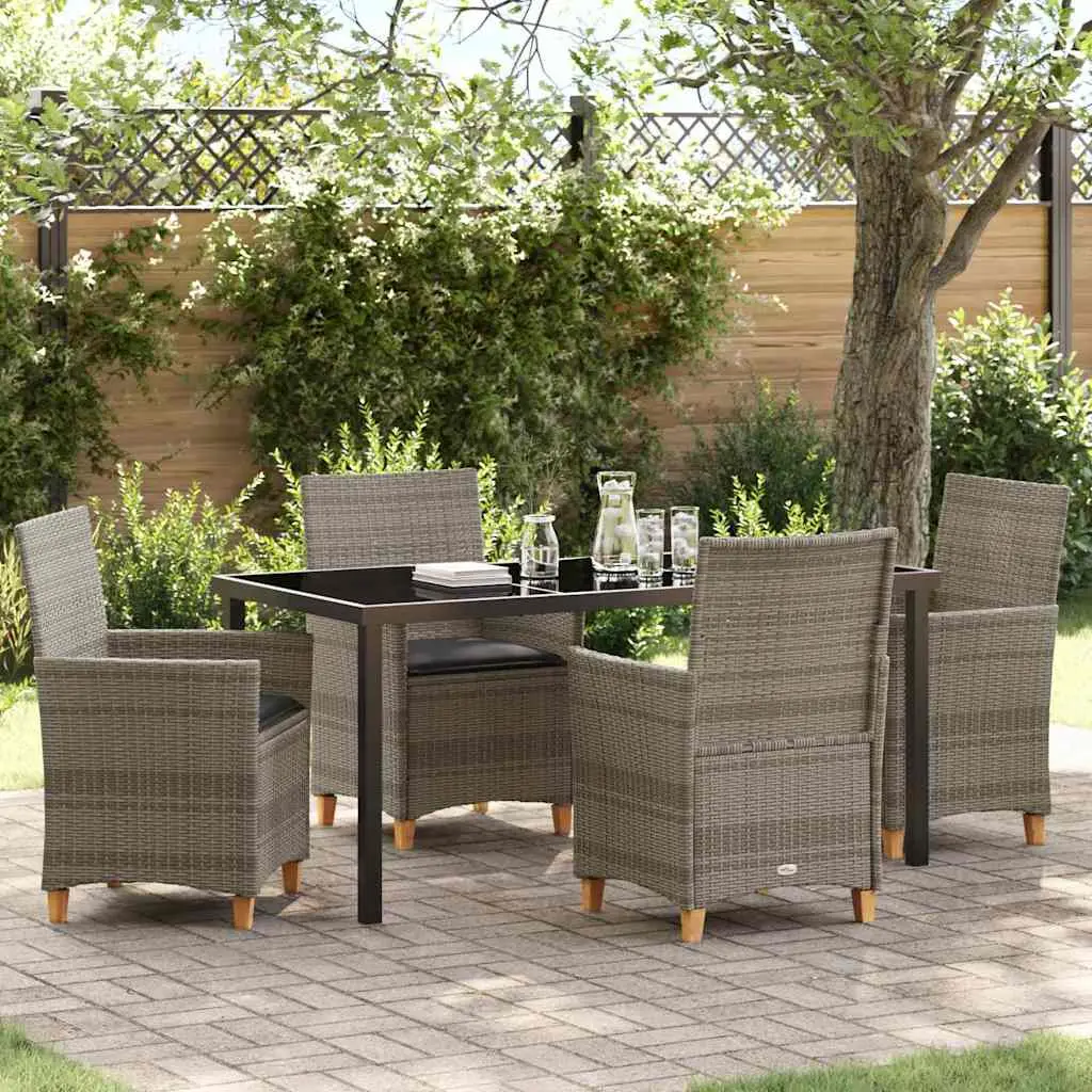 Ensemble de salle à manger pour jardin 5 pcs Gris polyrotin vidaXL 3381075