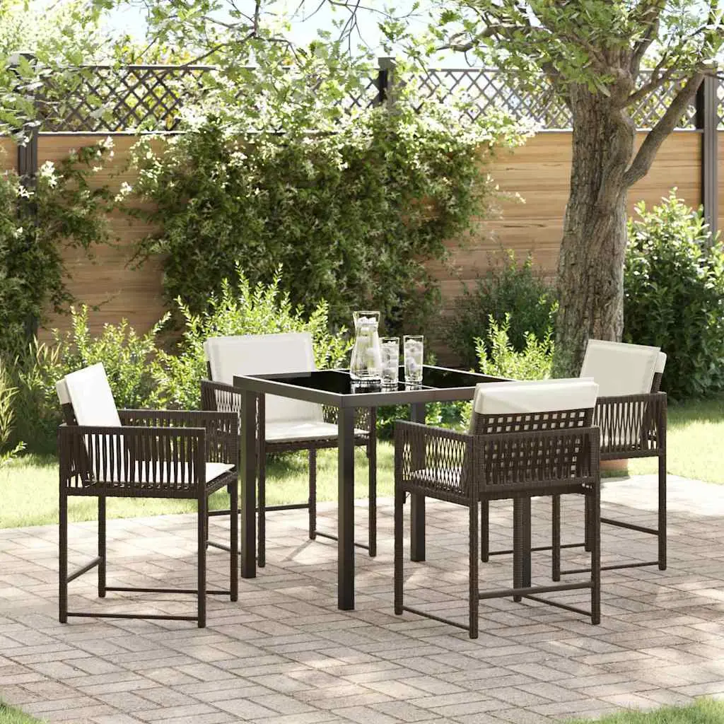 Ensemble de salle à manger pour jardin 5 pcs Marron polyrotin vidaXL 3380753