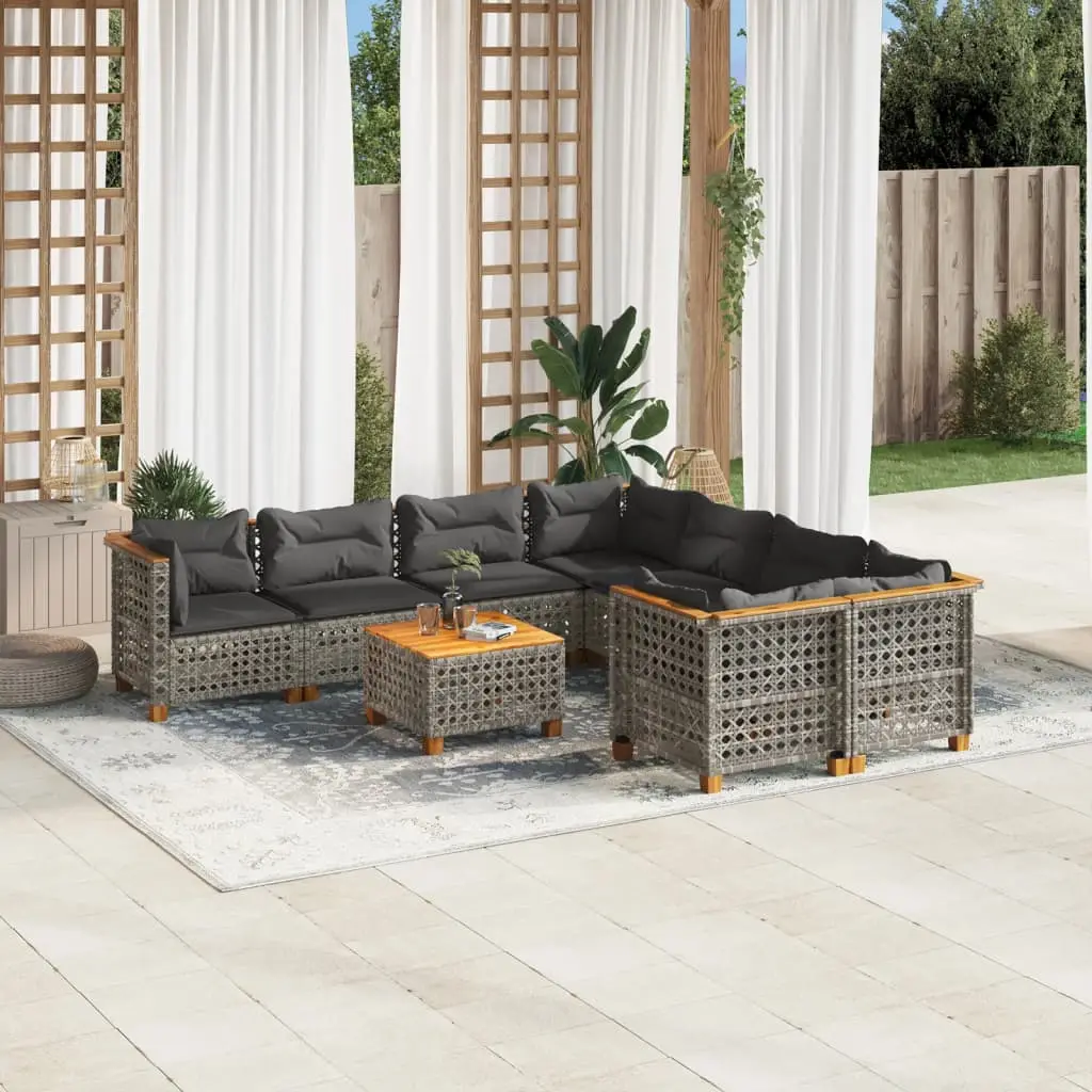 Ensemble de jardin 9 pièces modulable en résine tressée et acier gris – ComfortXL Outdoor Living
