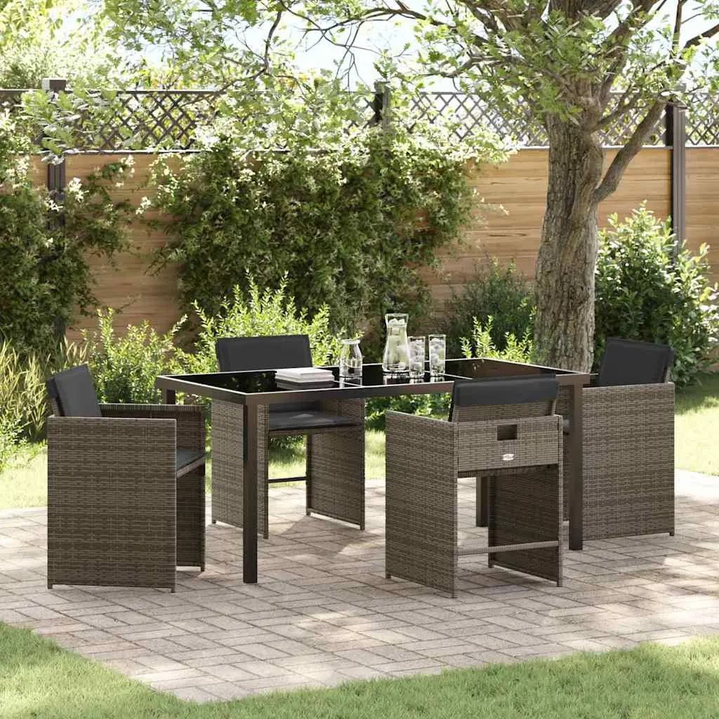 Ensemble de salle à manger pour jardin 5 pcs Gris polyrotin vidaXL 3379982 gris et gris foncé