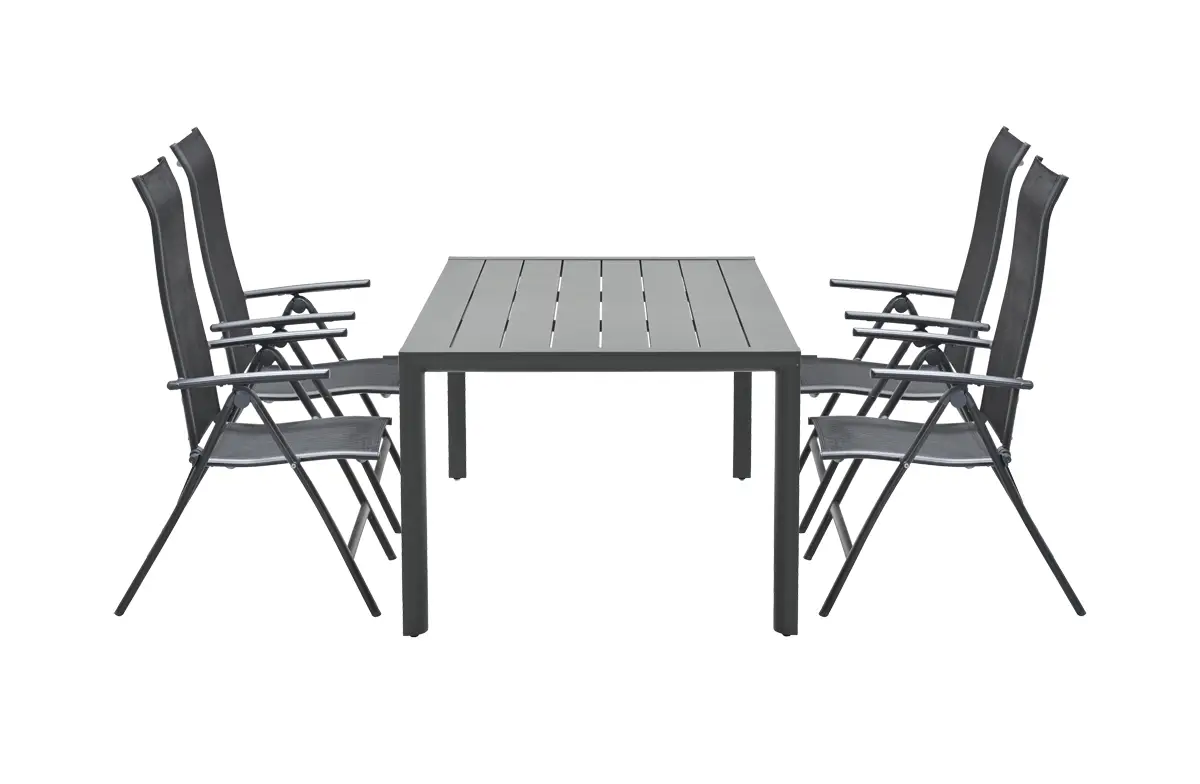 Ensemble de jardin cinq pièces – chaises Limone – table Gosford – Garden Impressions noir