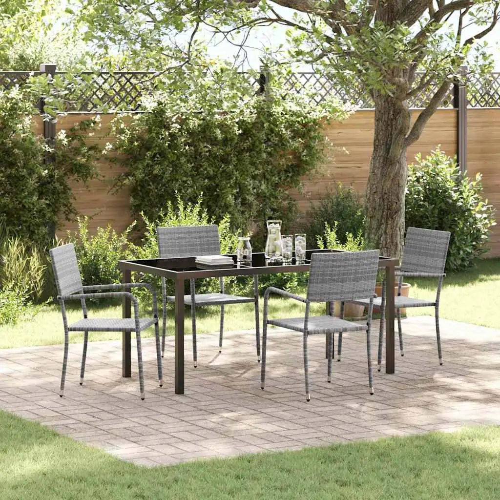 Ensemble de salle à manger pour jardin 5 pcs Gris polyrotin vidaXL 3380046