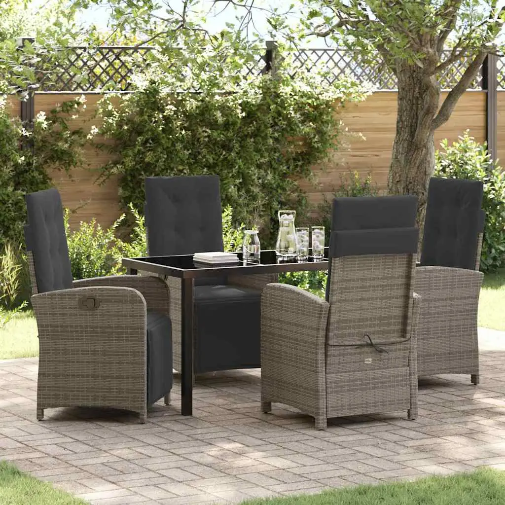 Ensemble de salle à manger pour jardin 5 pcs Gris polyrotin vidaXL 3380325