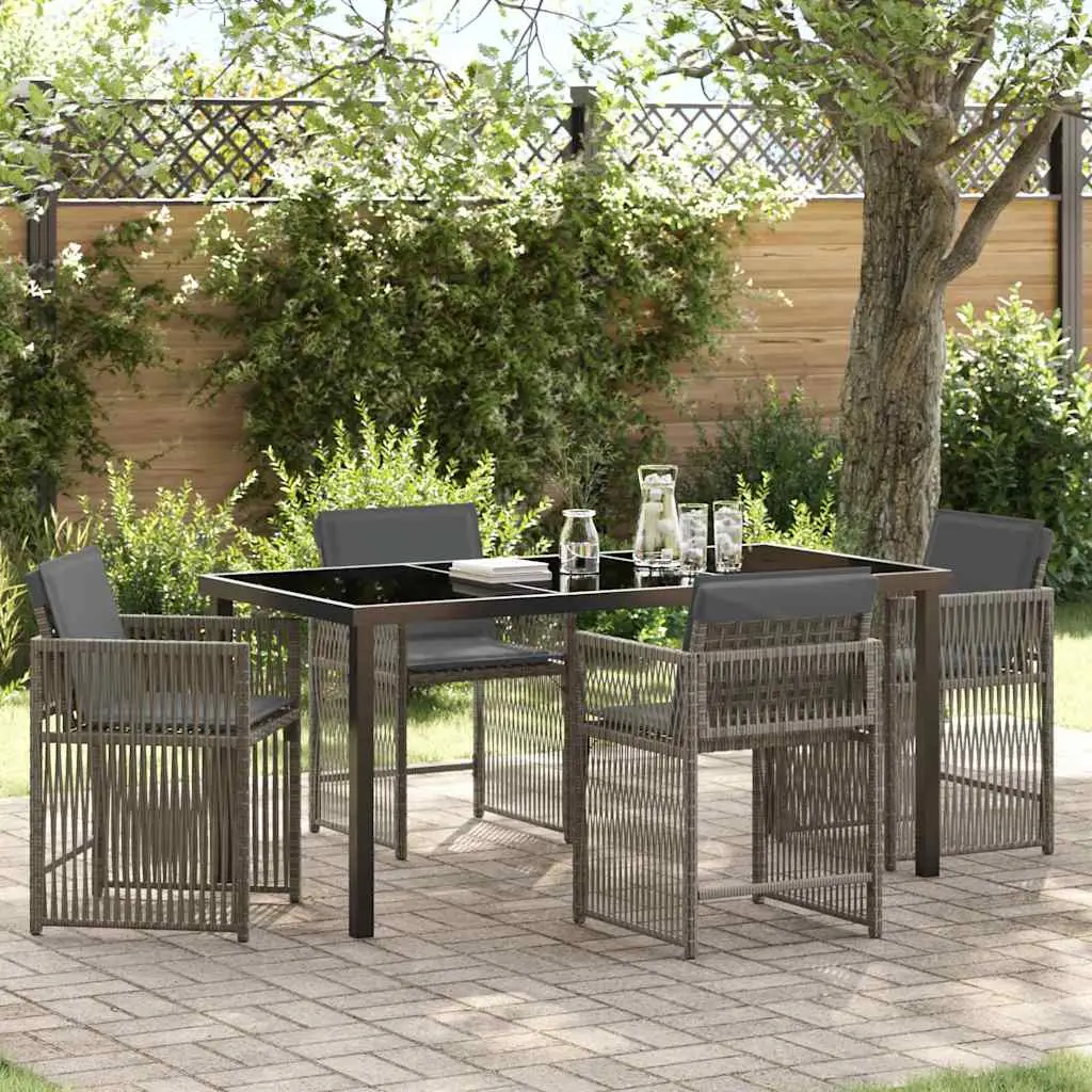Ensemble de salle à manger pour jardin 5 pcs Gris polyrotin vidaXL 3380779