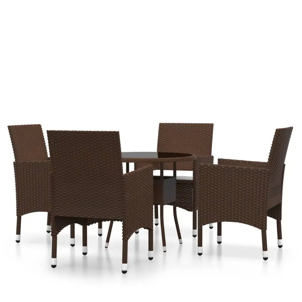 Ensemble de 5 pcs table de jardin avec chaises – mobilier de jardin Résine tressée Marron-JU2378 Brun