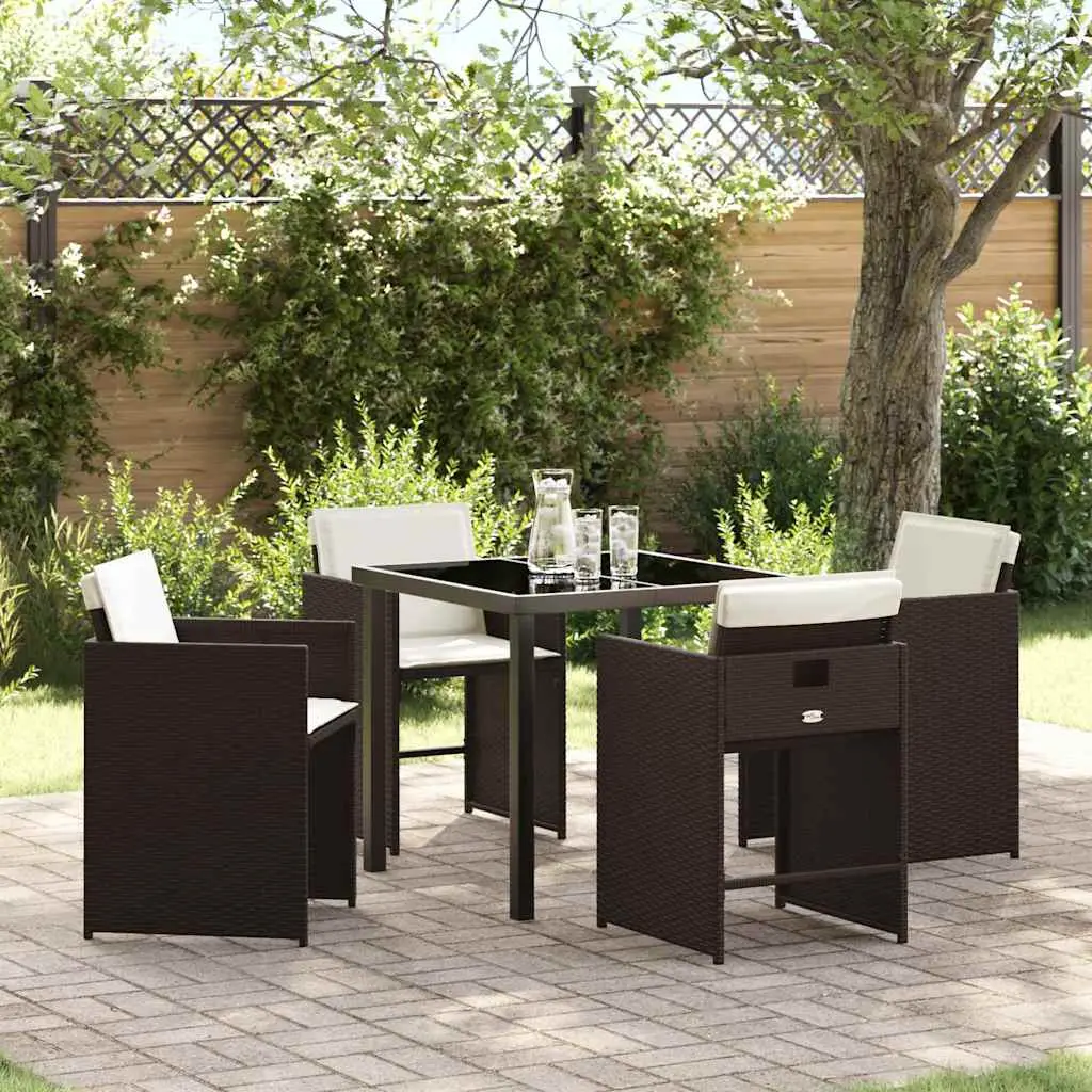 Ensemble de salle à manger pour jardin 5 pcs Marron polyrotin vidaXL 3380697