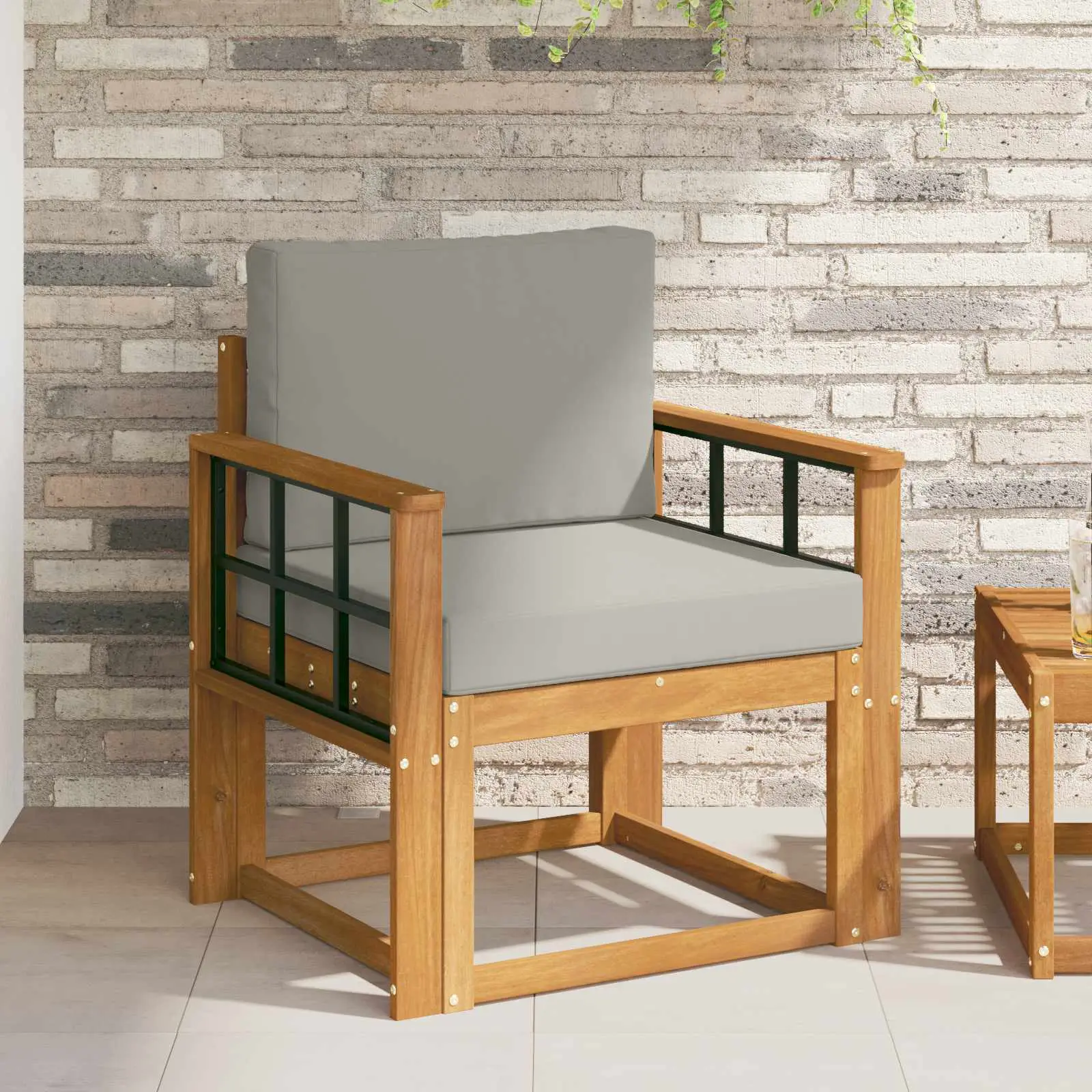 Canapé d’extérieur Bois d’acacia massif et polyester vidaXL 3436243 Naturel et gris clair