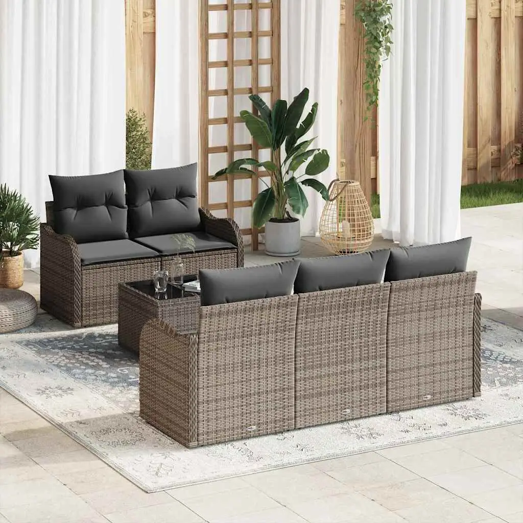 Ensemble de canapé de jardin avec coussin 6 pcs Gris vidaXL 3354248