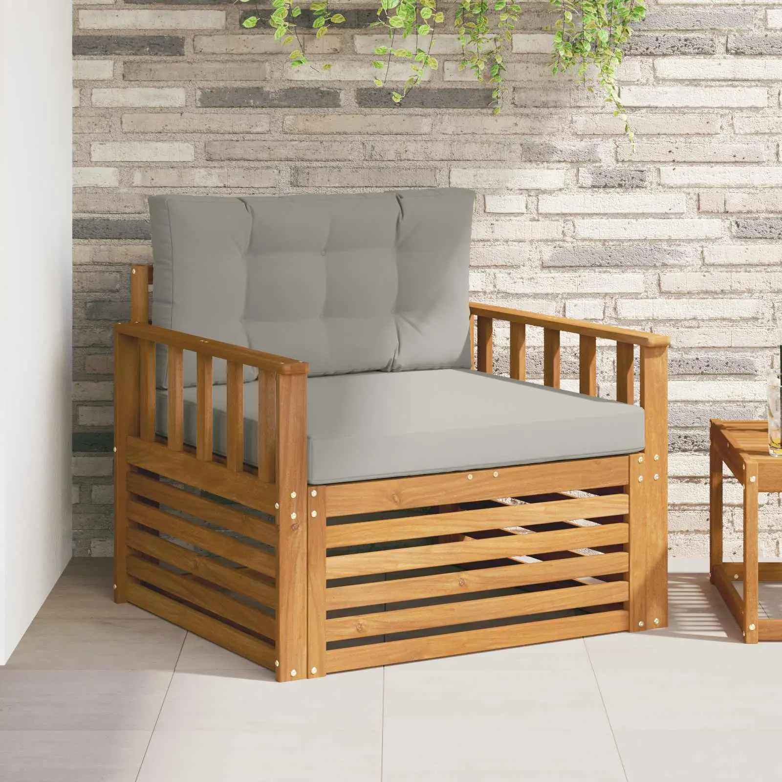 Canapé d’extérieur Bois d’acacia massif et polyester vidaXL 3436386 Naturel et gris clair