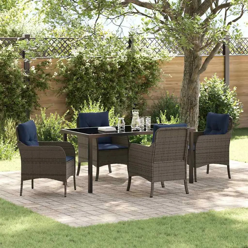 Ensemble de salle à manger pour jardin 5 pcs Gris polyrotin vidaXL 3380193