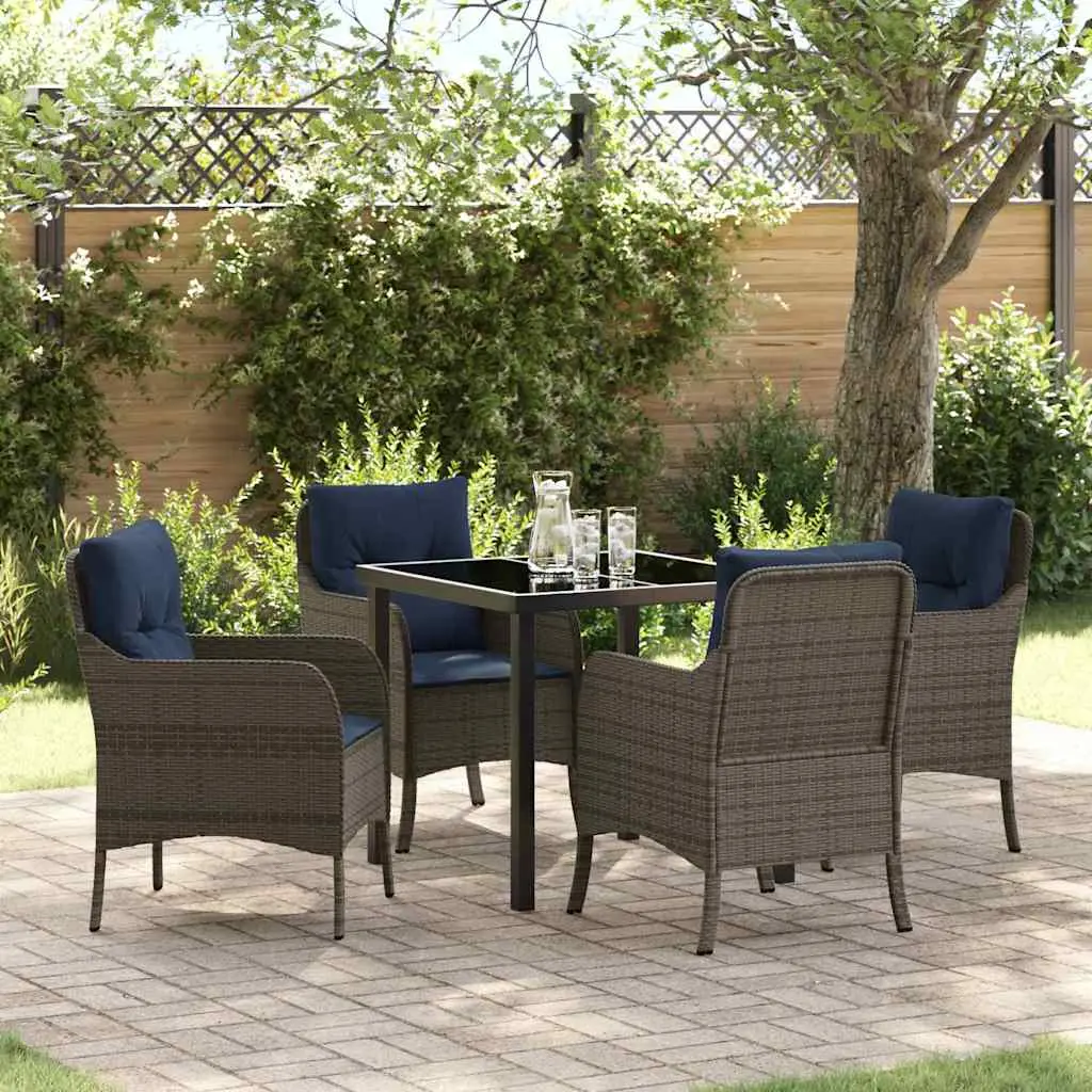 Ensemble de salle à manger pour jardin 5 pcs Gris polyrotin vidaXL 3380191