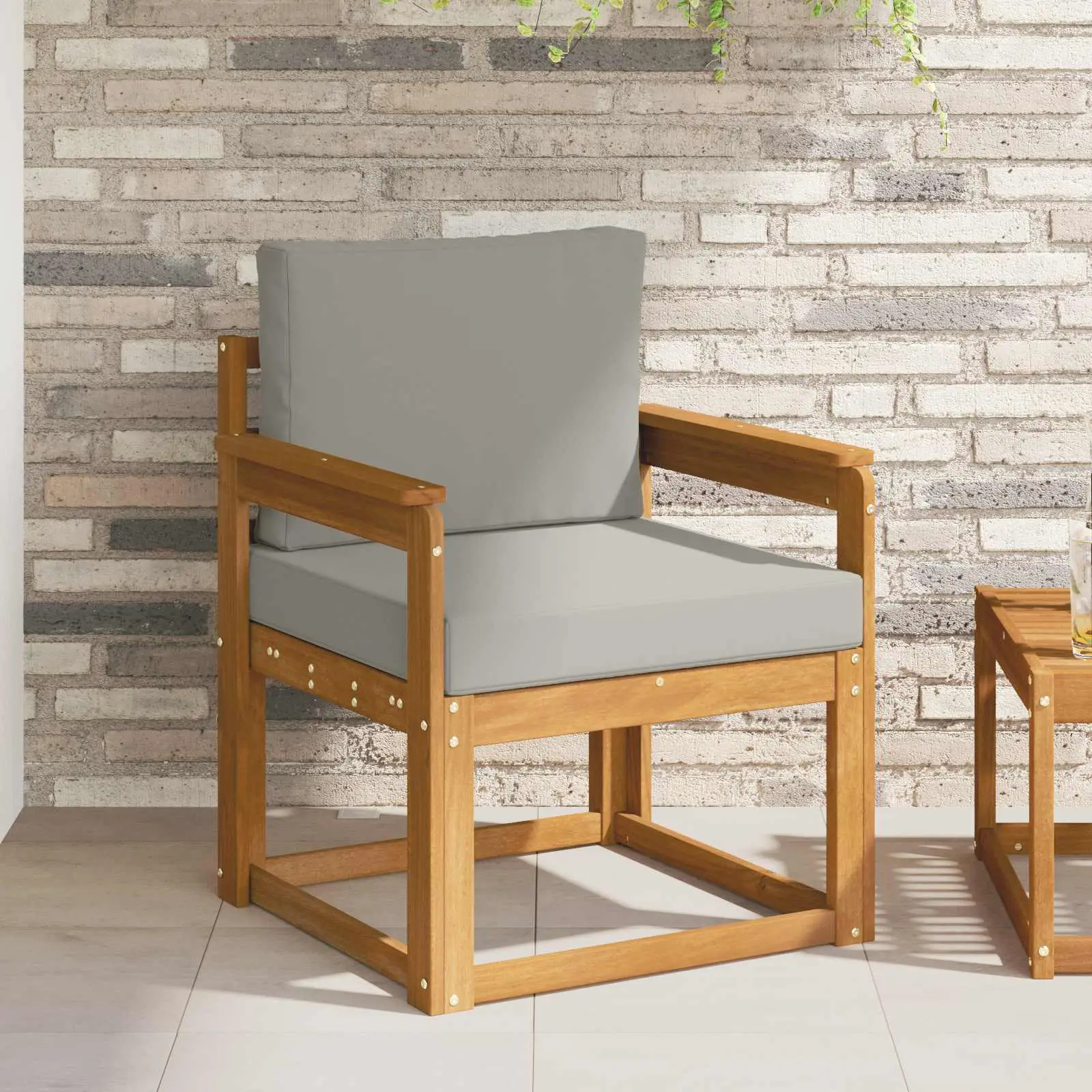Canapé d’extérieur Bois d’acacia massif et polyester vidaXL 3436223 Naturel et gris clair