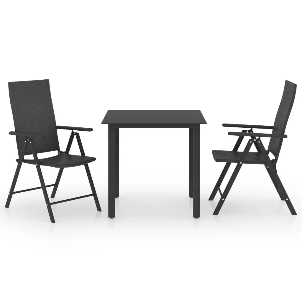 Ensemble de 3 pcs table de jardin avec chaises – mobilier de jardin noir-JU2921
