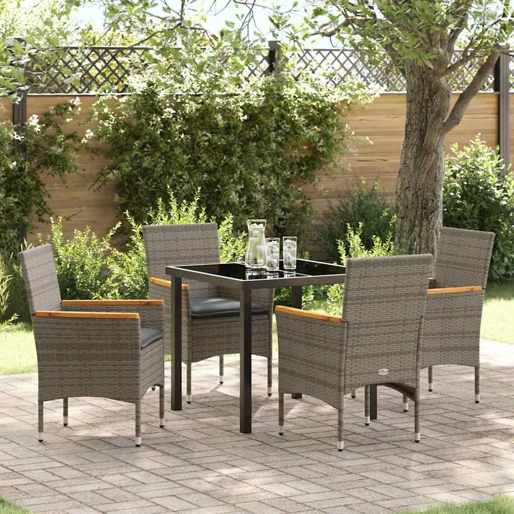 Ensemble de salle à manger pour jardin 5 pcs Gris polyrotin vidaXL 3379850
