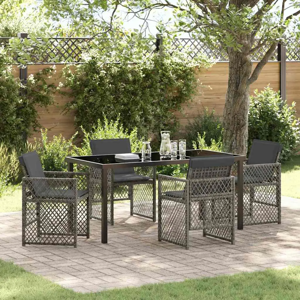 Ensemble de salle à manger pour jardin 5 pcs Gris polyrotin vidaXL 3380627