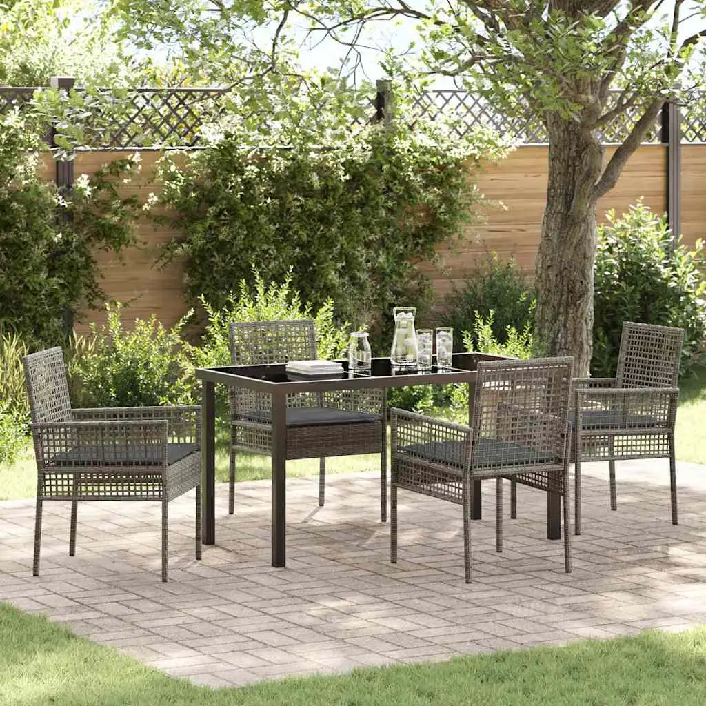 Ensemble de salle à manger pour jardin 5 pcs Gris polyrotin vidaXL 3379879 gris et gris foncé