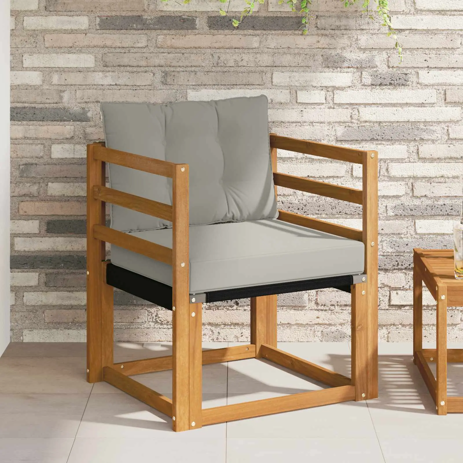 Canapé d’extérieur Bois d’acacia massif et Textilène vidaXL 3436287 Naturel et gris clair