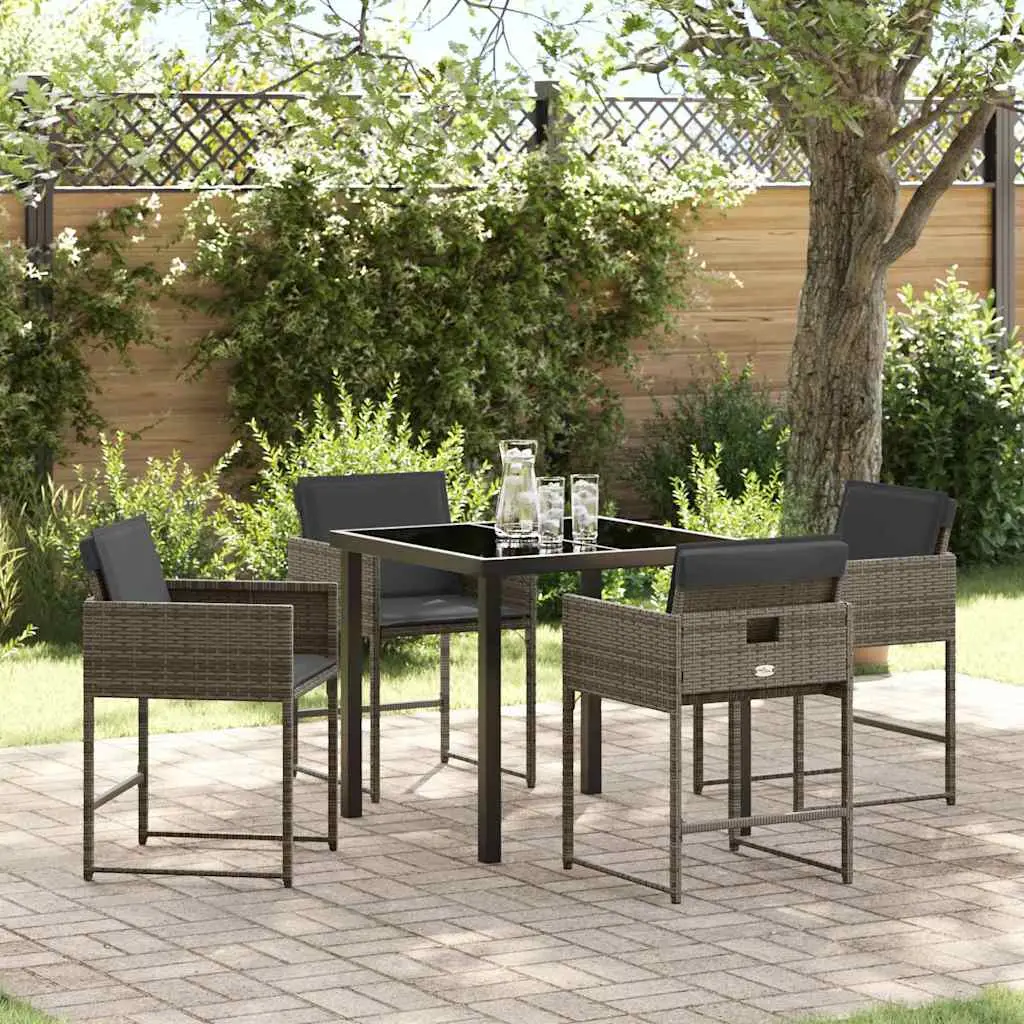 Ensemble de salle à manger pour jardin 5 pcs Gris polyrotin vidaXL 3380012 gris et gris foncé