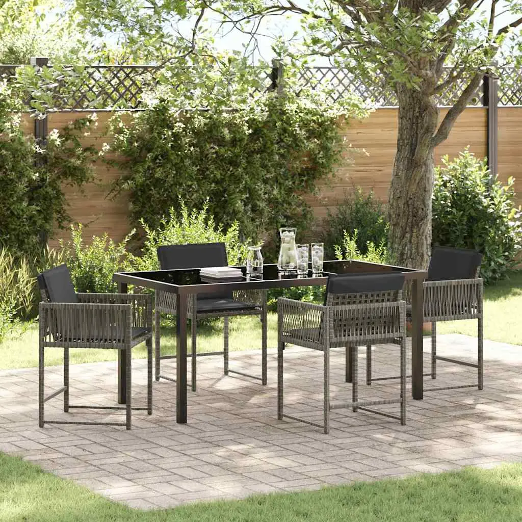 Ensemble de salle à manger pour jardin 5 pcs Gris polyrotin vidaXL 3380751
