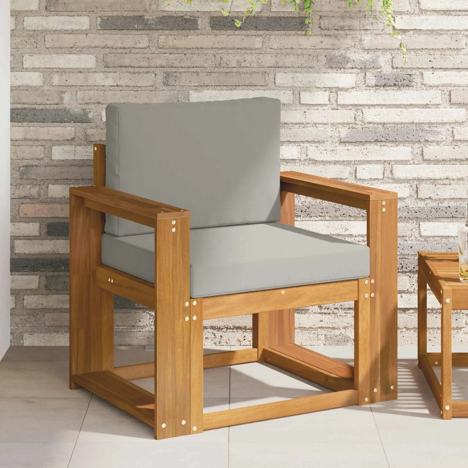 Canapé d’extérieur Bois d’acacia massif et polyester vidaXL 3436238 Naturel et gris clair