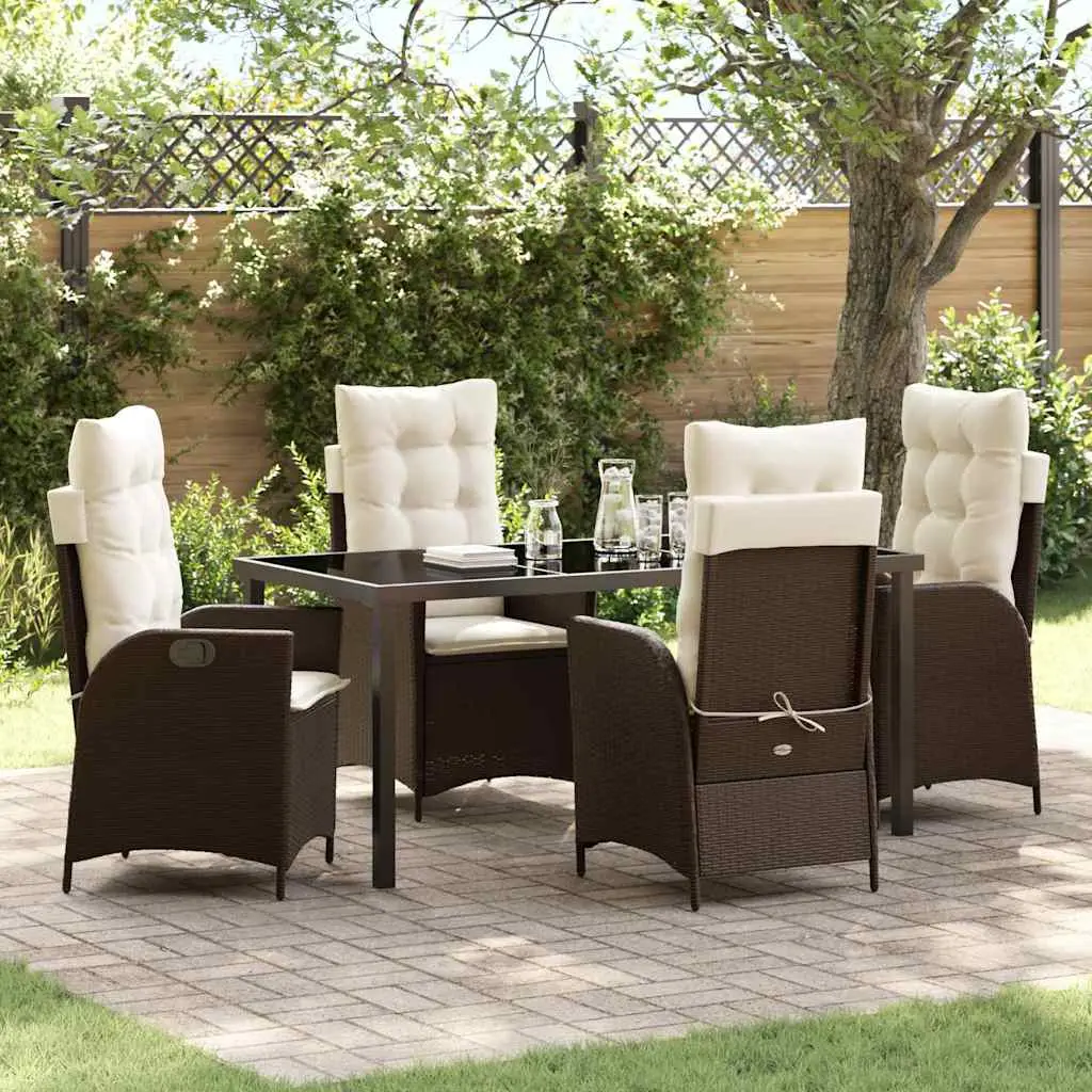 Ensemble de salle à manger pour jardin 5 pcs Marron polyrotin vidaXL 3380494