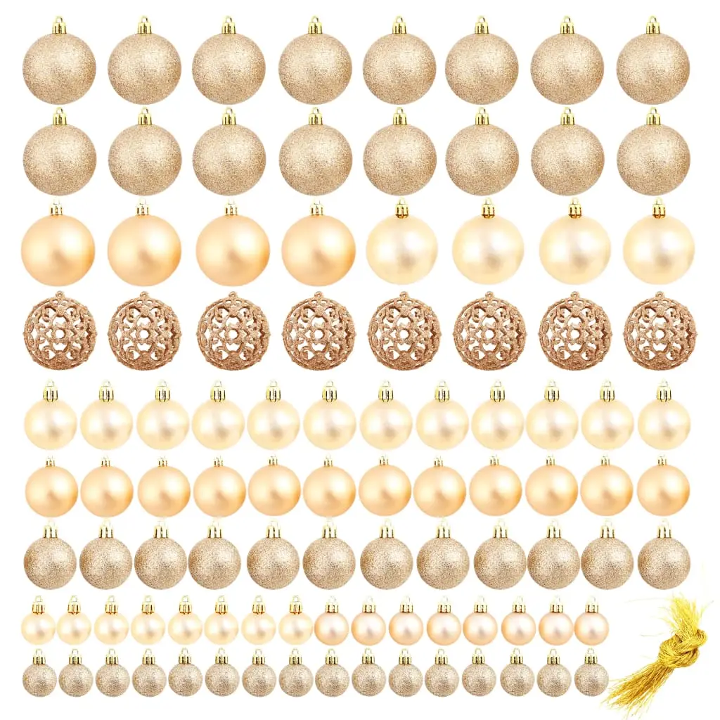 Ensemble de boules de Noël – Ornements de Noël – décorations de Noël 100 pcs 3/4/6 cm Rose/Doré