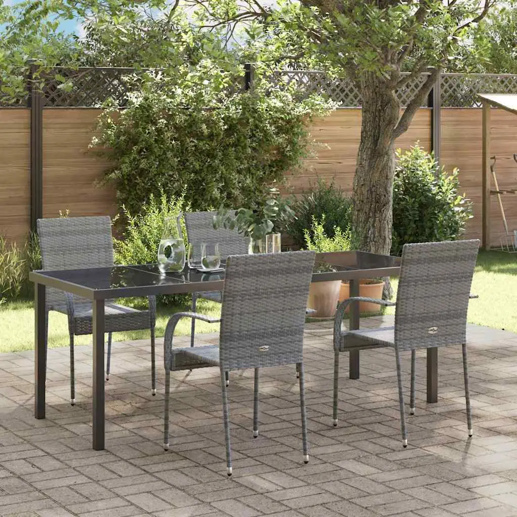 Ensemble de salle à manger pour jardin 5 pcs Gris vidaXL 3379414