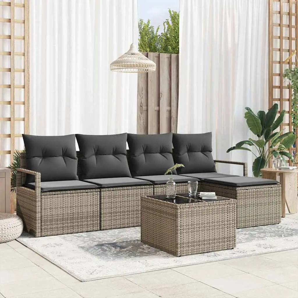 Ensemble de Canapés avec coussin 6 pcs Gris polyrotin vidaXL 3346349