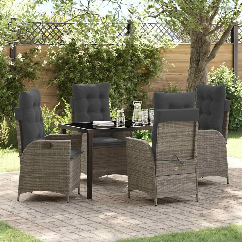 Ensemble de salle à manger pour jardin 5 pcs Gris polyrotin vidaXL 3380500