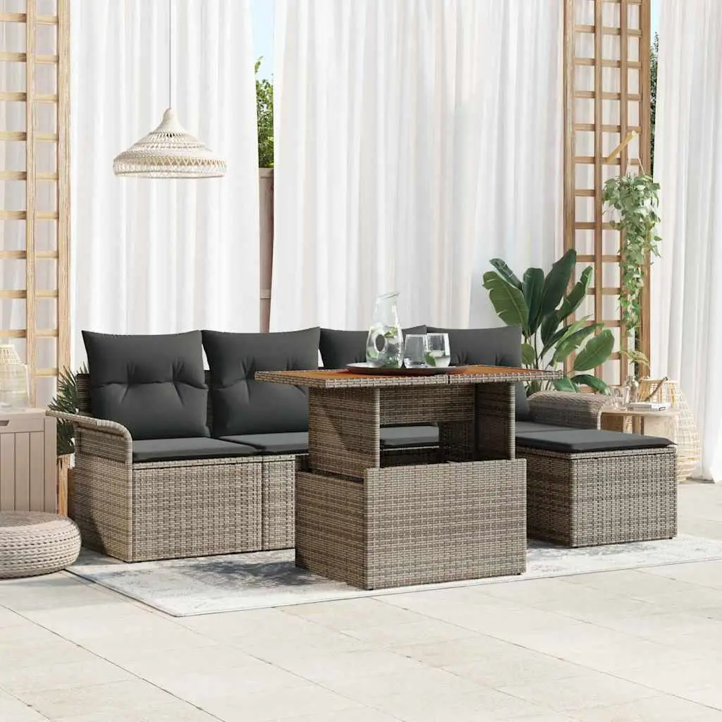 Ensemble de canapé de jardin avec coussin 6 pcs Gris vidaXL 3349320