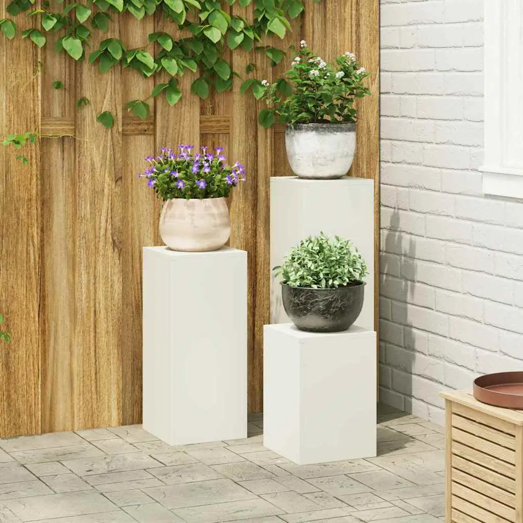 Ensemble de 3 Porte-plantes en Acier Style Minimaliste pour Terrasse Balcon Extérieur Blanc – ComfortXL Outdoor Living