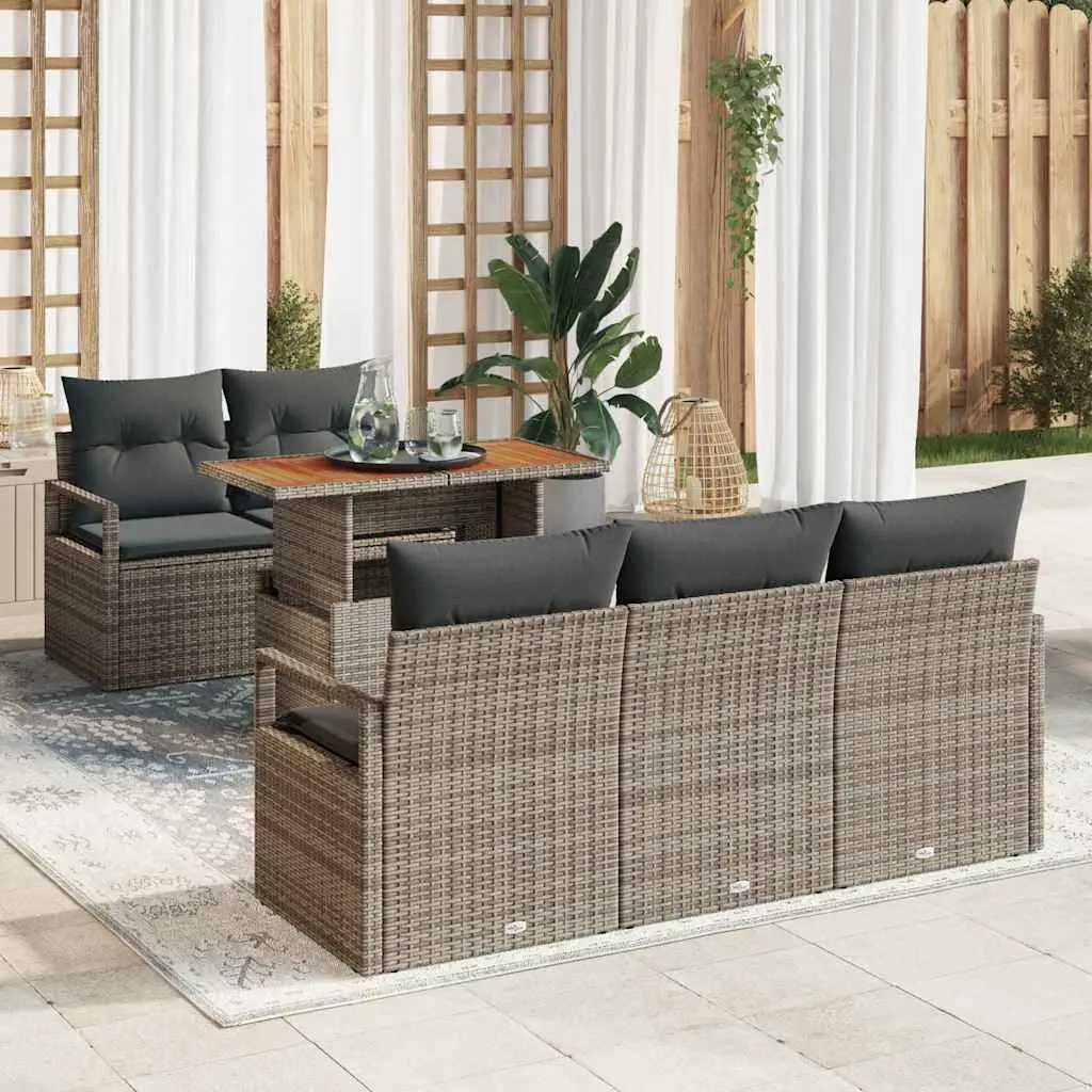 Ensemble de canapé de jardin avec coussin 6 pcs Gris vidaXL 3349649