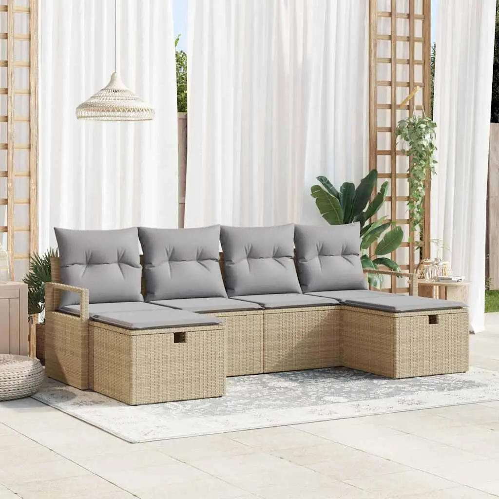 Ensemble de Canapés avec coussin 5 pcs polyrotin vidaXL 3360551 Beige