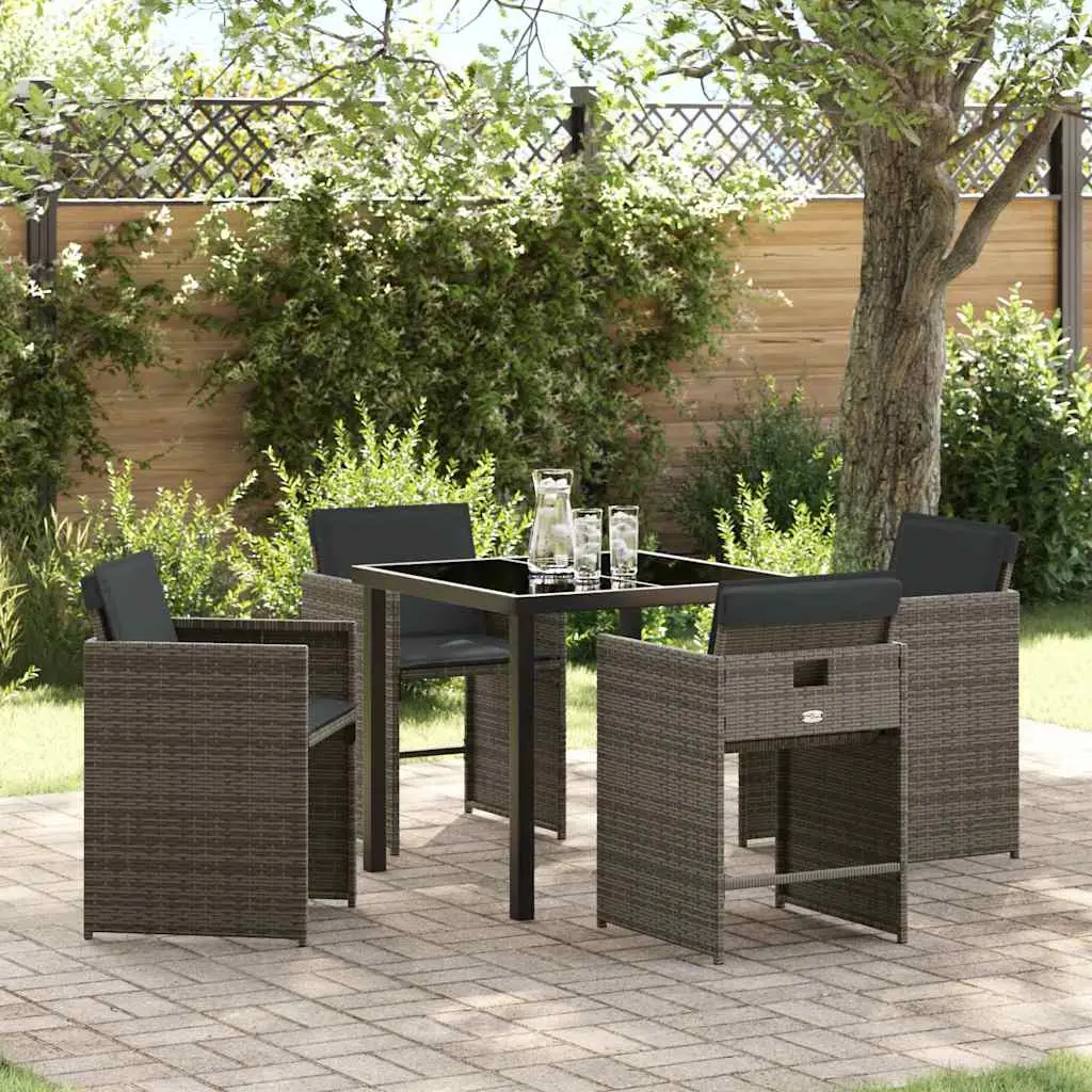 Ensemble de salle à manger pour jardin 5 pcs Gris polyrotin vidaXL 3380693