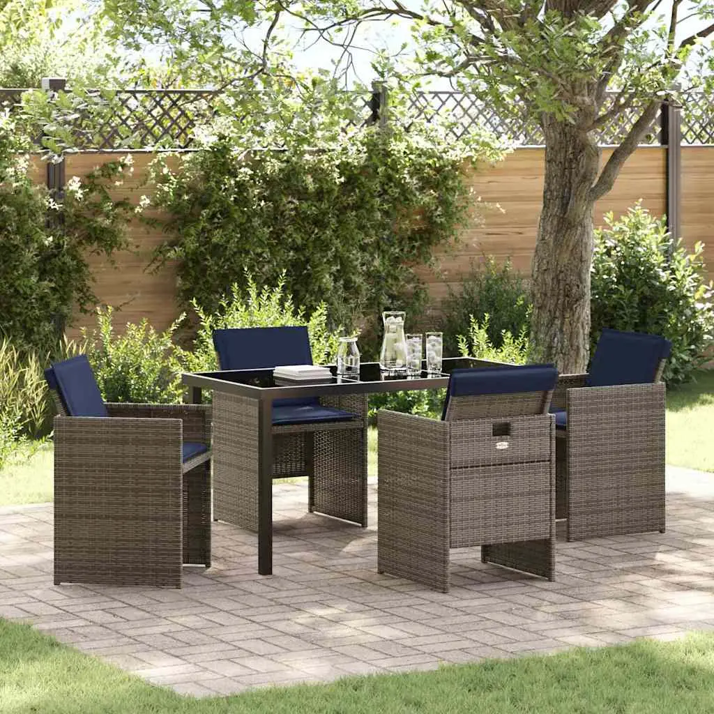Ensemble de salle à manger pour jardin 5 pcs Gris polyrotin vidaXL 3379969