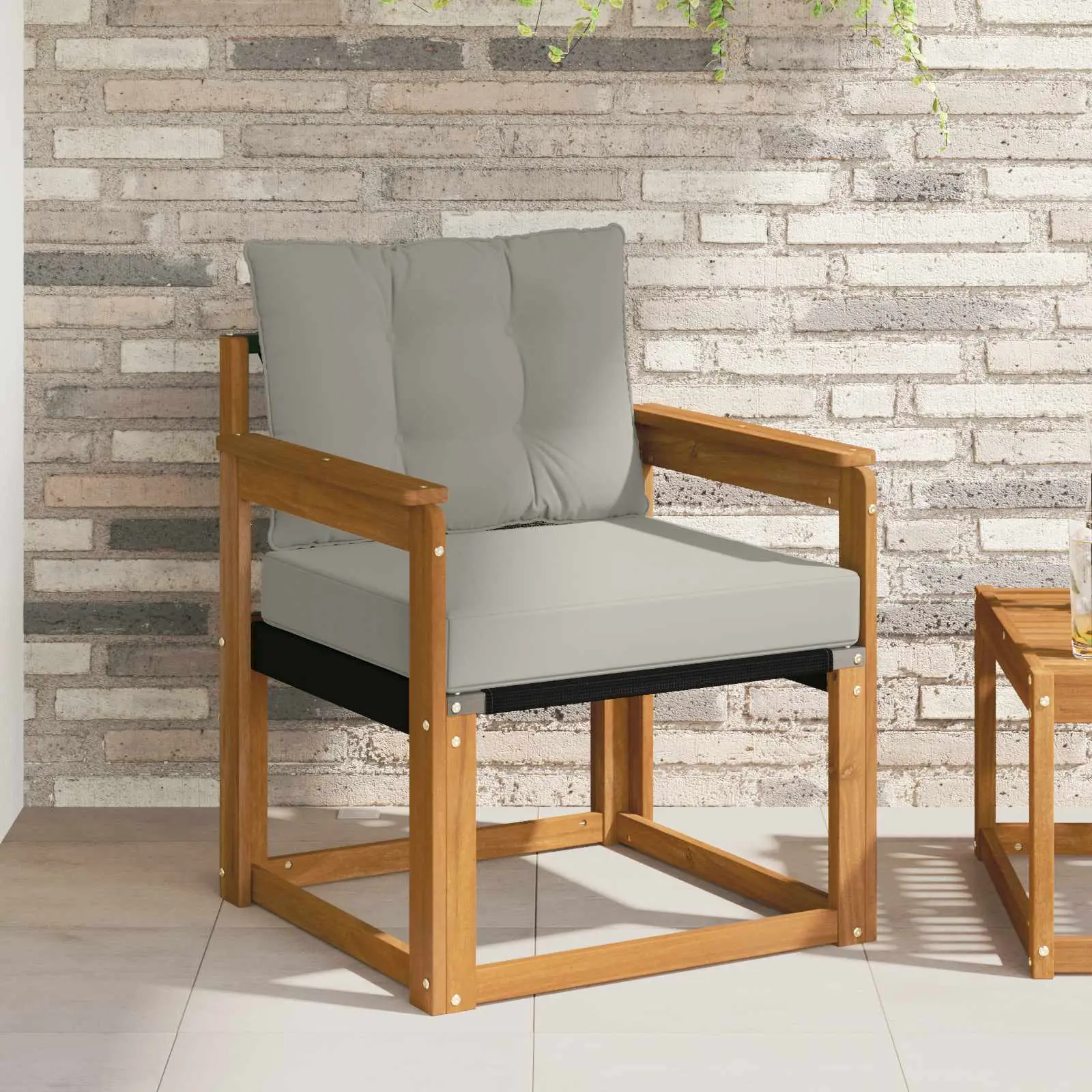 Canapé d’extérieur Bois d’Acacia Massif Gris Naturel et Clair vidaXL 3436291 Naturel et gris clair