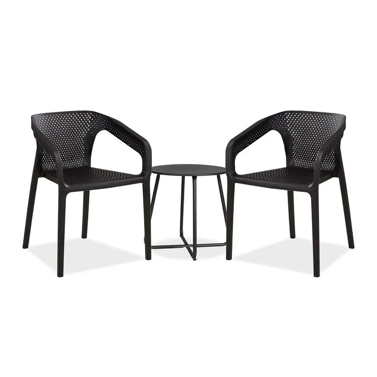 Ensemble de Salon de Jardin Élégant avec Table et 2 Chaises Noires
