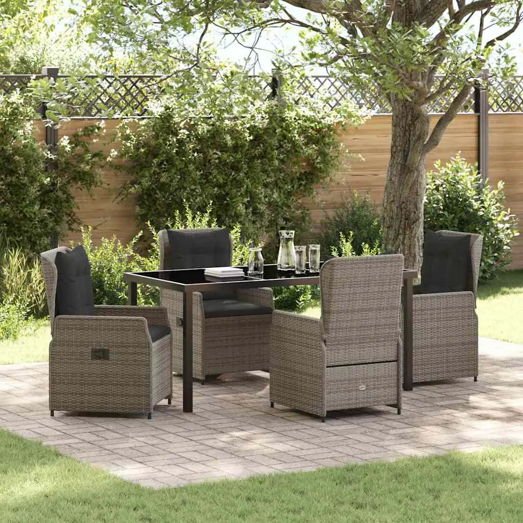 Ensemble de salle à manger pour jardin 5 pcs Gris polyrotin vidaXL 3380956