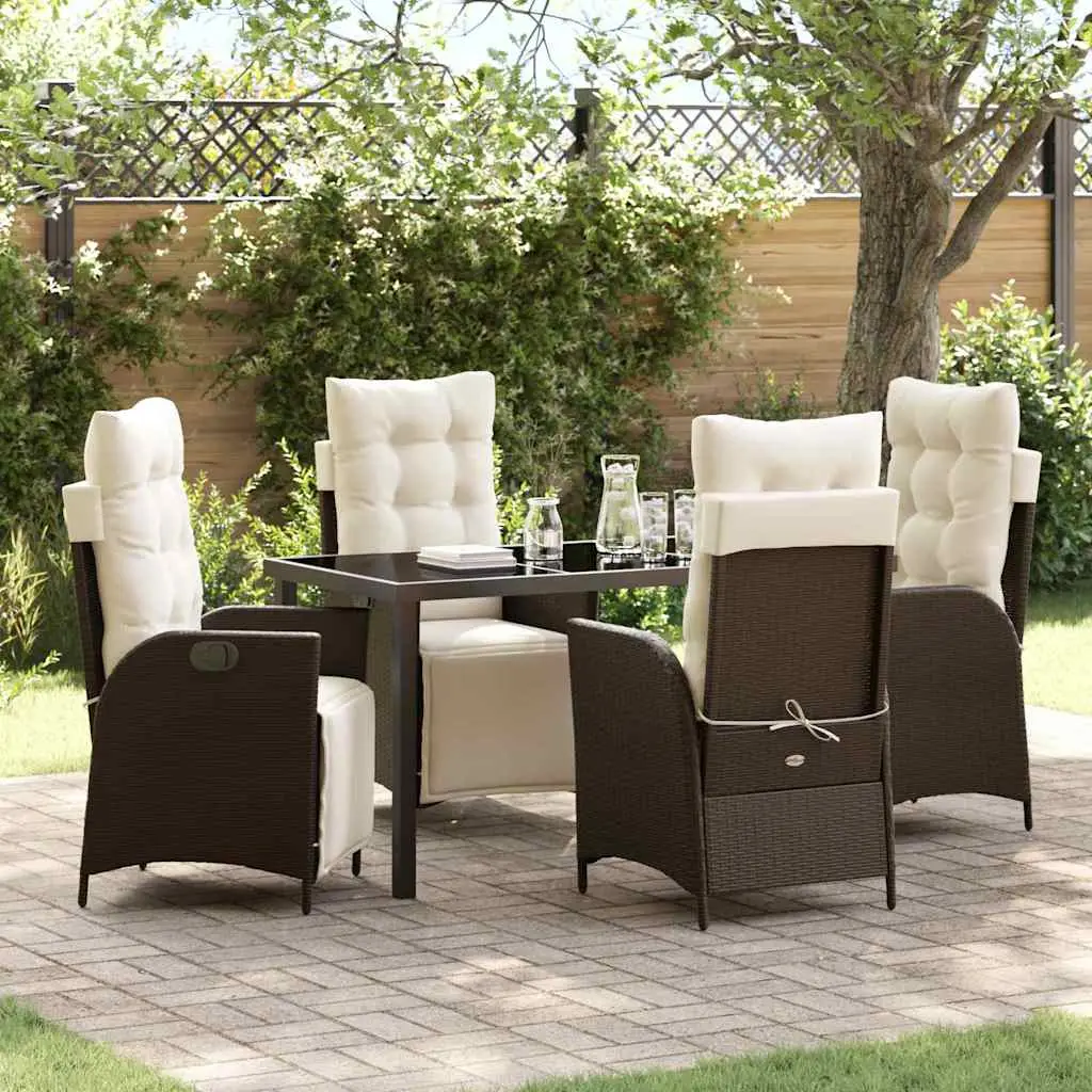 Ensemble de salle à manger pour jardin 5 pcs Marron polyrotin vidaXL 3380542