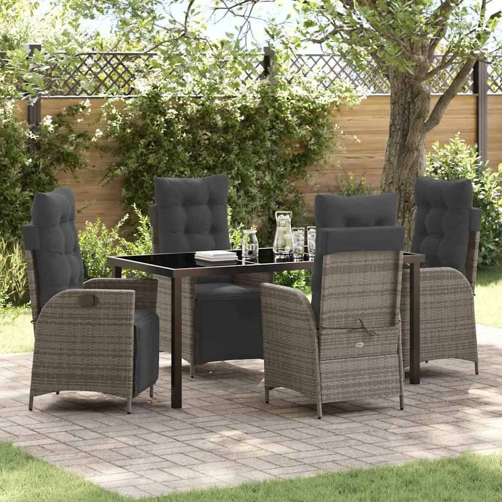 Ensemble de salle à manger pour jardin 5 pcs Gris polyrotin vidaXL 3380550