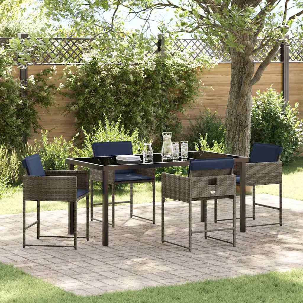 Ensemble de salle à manger pour jardin 5 pcs Gris polyrotin vidaXL 3380034