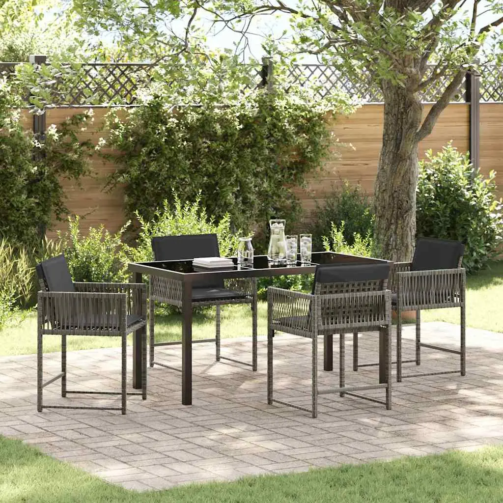 Ensemble de salle à manger pour jardin 5 pcs Gris polyrotin vidaXL 3380750