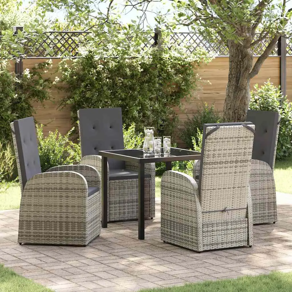 Ensemble de salle à manger pour jardin 5 pcs Gris polyrotin vidaXL 3379479