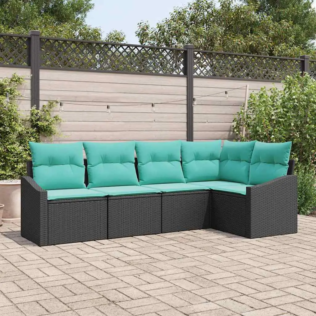 Ensemble de Canapés avec coussin 5 pcs Noir polyrotin vidaXL 3346726