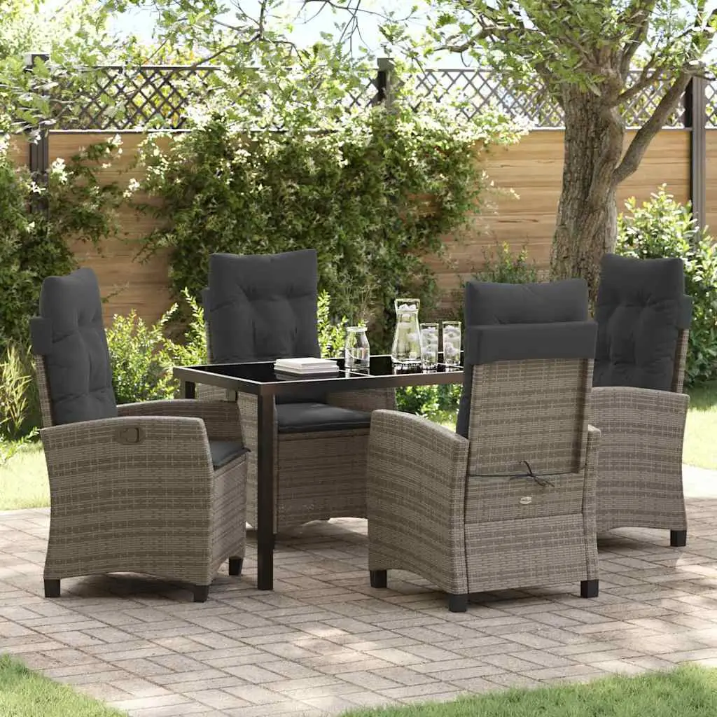 Ensemble de salle à manger pour jardin 5 pcs Gris polyrotin vidaXL 3380388