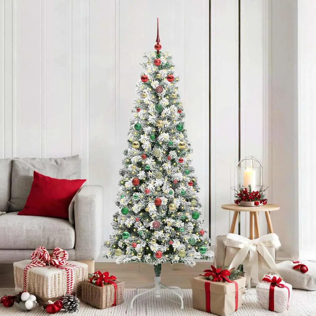 Ensemble Complet Sapin de Noël Artificiel 180 cm Vert, Guirlande Lumineuse et Boules – ComfortXL Outdoor Living